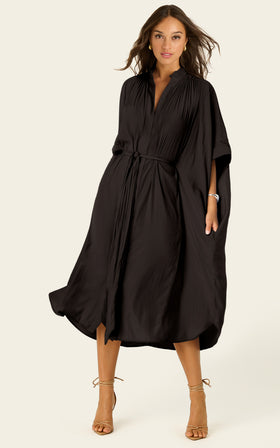 The Multiwear Shirt Dress - Black, Midi